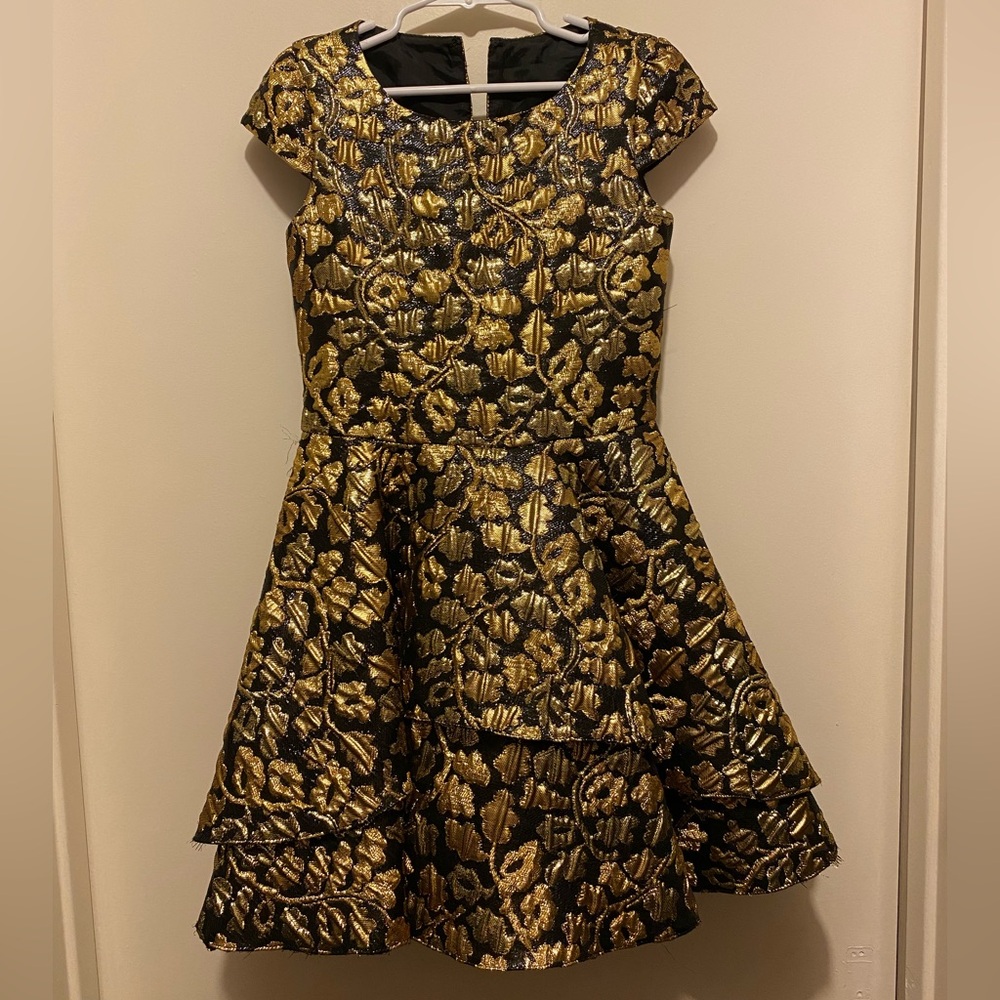 Black and Gold Fit and Flare Cocktail Dress